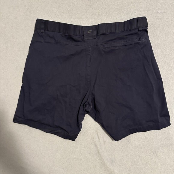 Fabletics The High Side Chino Shorts Mid-Rise Flat Front Deep Navy Mens Size 38 - Picture 2 of 11